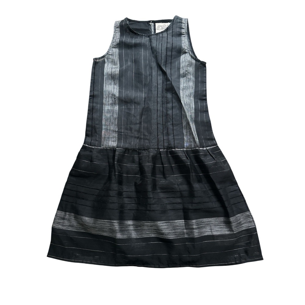 ACE & JIG Striped Sleeveless Mini Shift Dress Small Gray Black Sheer‎ Organza